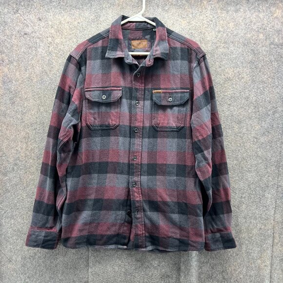 Orvis Shirt Men Medium Purple Button Down Cotton Flannel Shacket Plaid Winter - Picture 1 of 12
